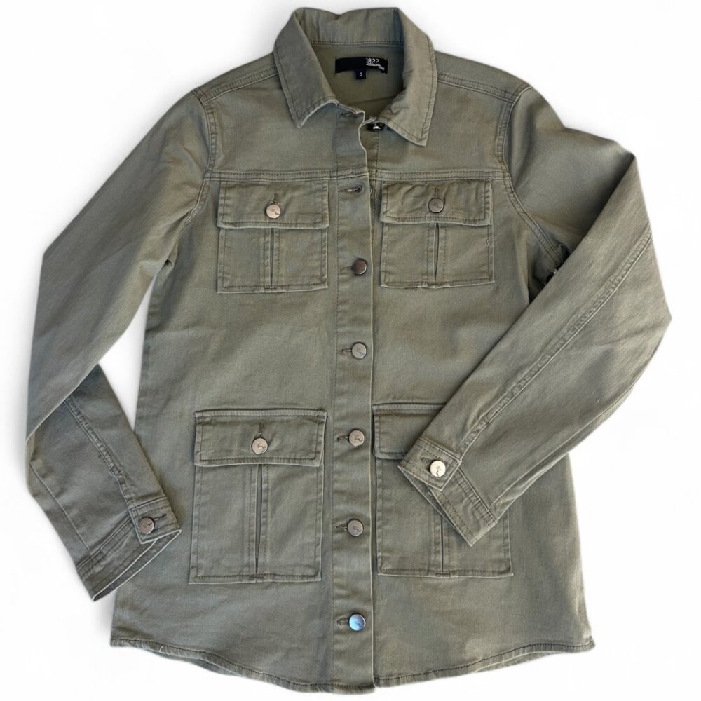 1822 Denim Military Utility Jacket Olive Green Size S NWT - Picture 3 of 14